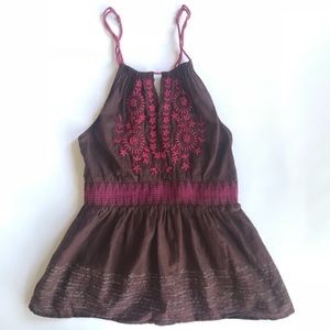 Free People | Embroidery Cursive Cord Strap Tank